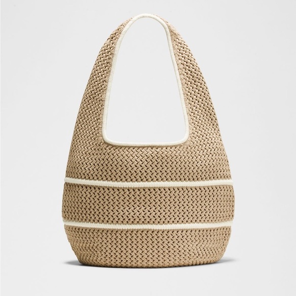 Lululemon Cotton Crochet Shoulder Bag Nutmeg/Light Ivory SOLD OUT COLOR 7L - Picture 3 of 13
